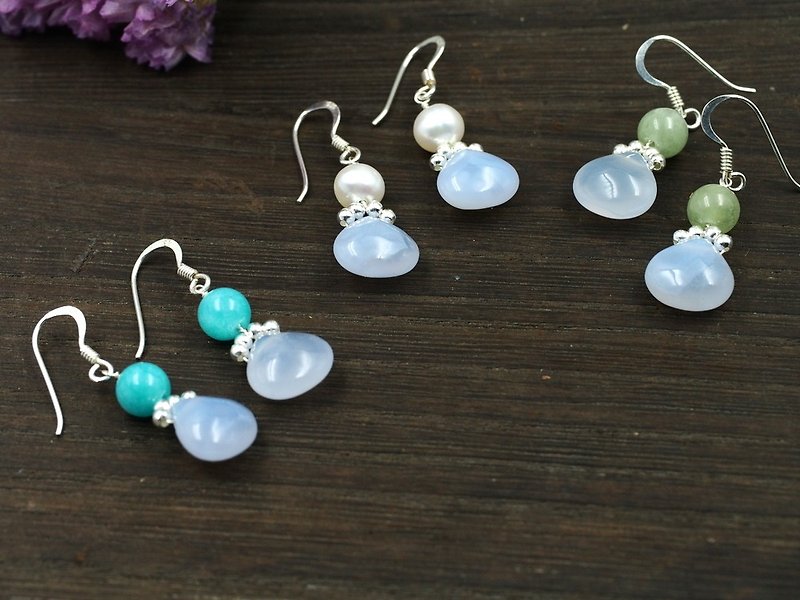 Natural Blue Chalcedony Earrings Chalcedony earrings - Earrings & Clip-ons - Gemstone Blue