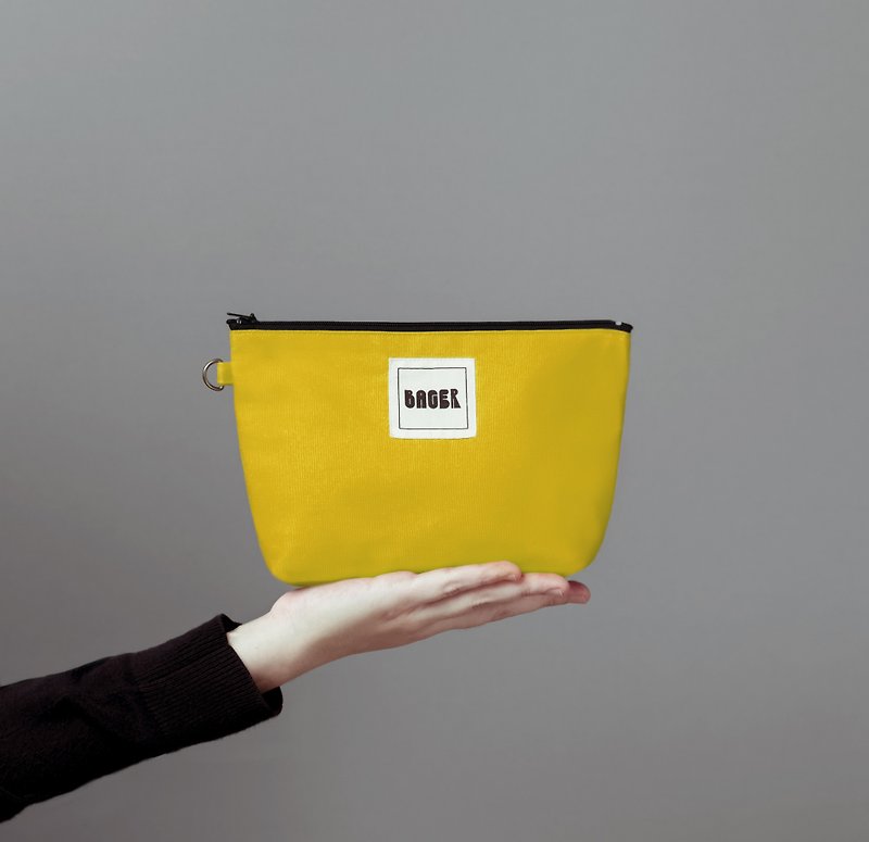Bager Simple Plain Zipper Bag / Bright Yellow - Toiletry Bags & Pouches - Cotton & Hemp Yellow