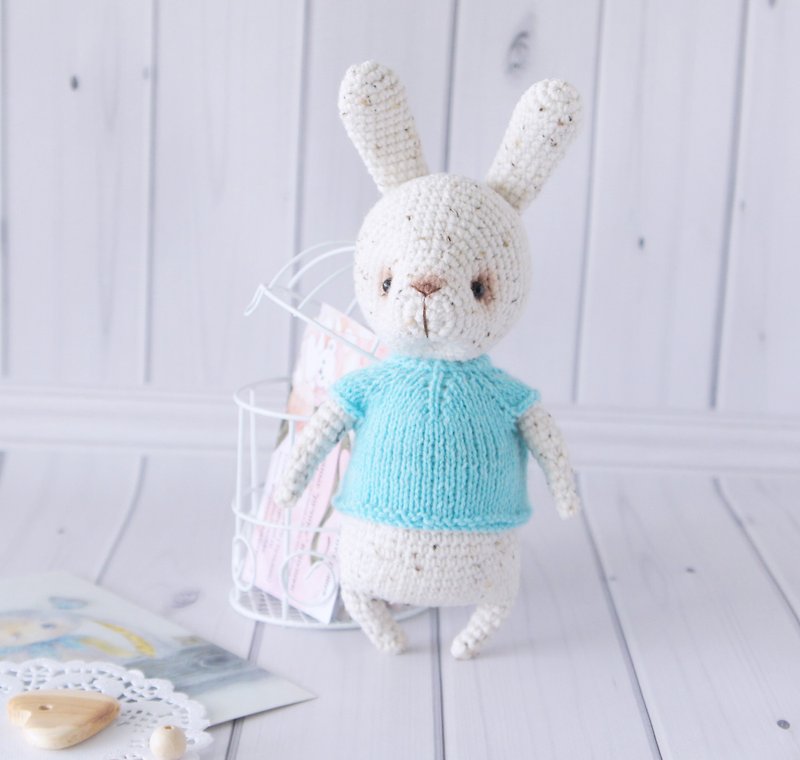 White Bunny doll with clothes, Forest stuffed animal, Woodland Nursery Decor toy - Kids' Toys - Cotton & Hemp White
