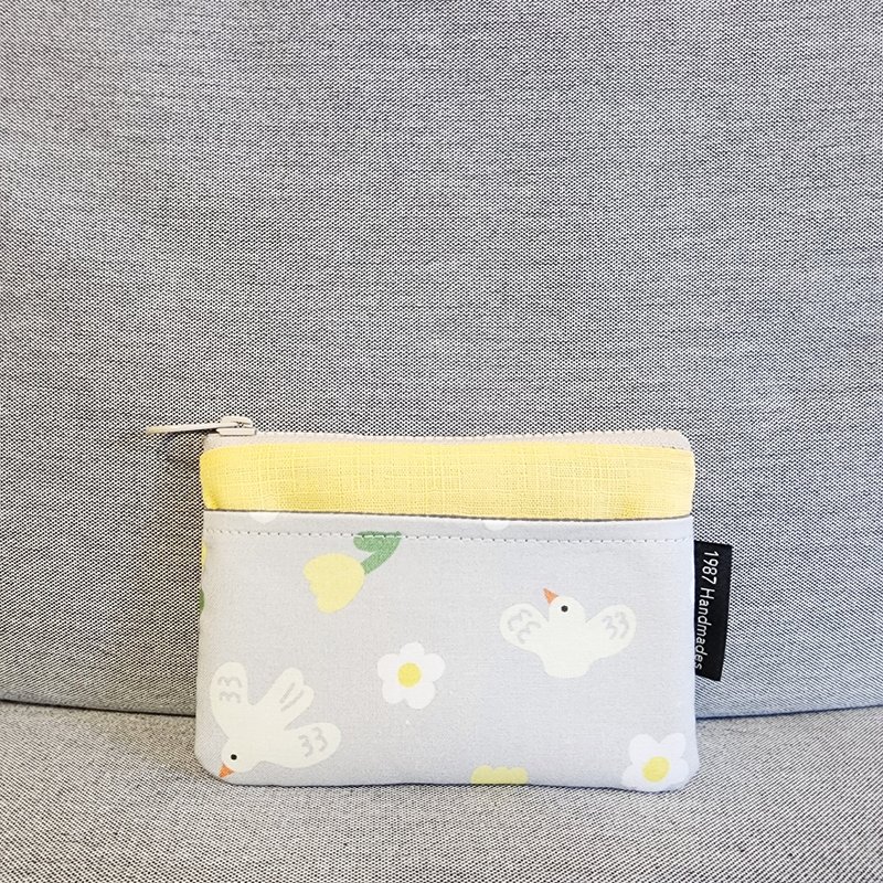 [Birds and Flowers-Yellow] HOT!!! Korean style coin purse gift - Coin Purses - Cotton & Hemp Gray