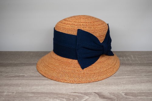 Natural Club 紙在乎你 英倫蝴蝶結淑女帽-熱帶橘 針織帽 漁夫帽 紙線編織 可水洗 台灣製