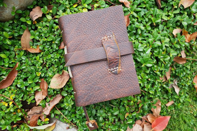[Portable neutral version] lined leather handmade book. Handwritten. Journal. Sketchbook. N007 - Notebooks & Journals - Genuine Leather Brown