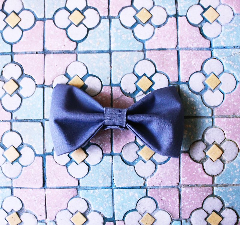 British handmade cotton bow vintage plain gray decorative pin bow tie Valentine's Day gift/memorial day/father's day - Ties & Tie Clips - Cotton & Hemp Gray