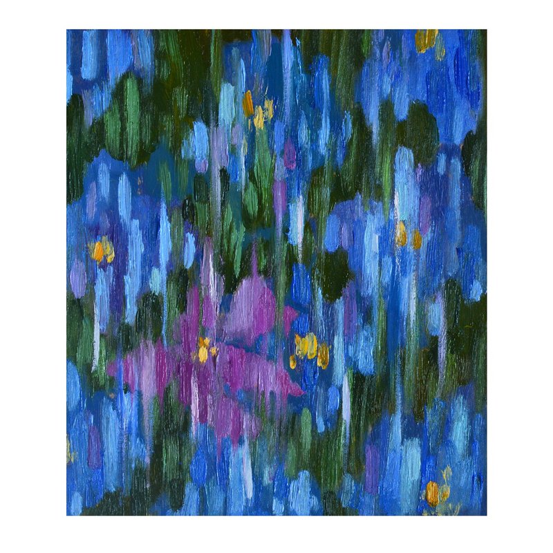 Blue flowers Original Oil Painting Modern Painting Contemprorary art 20x17cm - Illustration, Painting & Calligraphy - Other Materials Blue