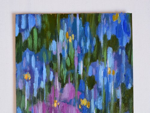 油絵 絵画 【白と青い花】 3bfcb114d6104d072782433c859b28
