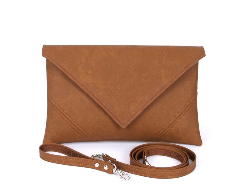 Small Vegan Leather Crossbody Bag for Women Clutch Purse - 手提包/手提袋 - 人造皮革 咖啡色