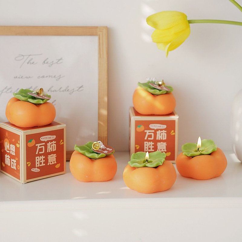 Persimmon Ruyi Persimmon scented candle - เทียน/เชิงเทียน - ขี้ผึ้ง 