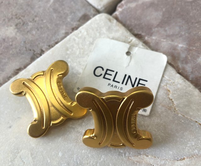 Delivered directly from Japan in used packaging] CELINE Triomphe Clip-On  gold vintage vintage old eg5uy5 - Shop solo-vintage Earrings & Clip-ons -  Pinkoi