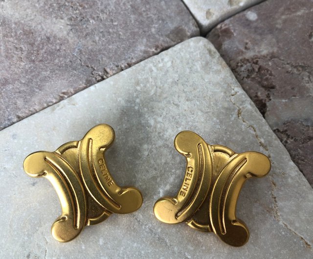 Celine Vintage Triomphe Logo Earrings