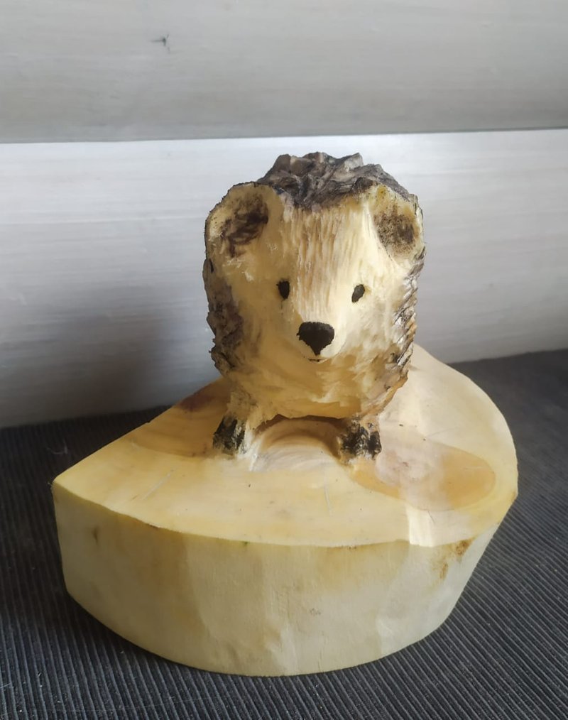 Hedgehog wood sculpture - ตุ๊กตา - ไม้ สีนำ้ตาล