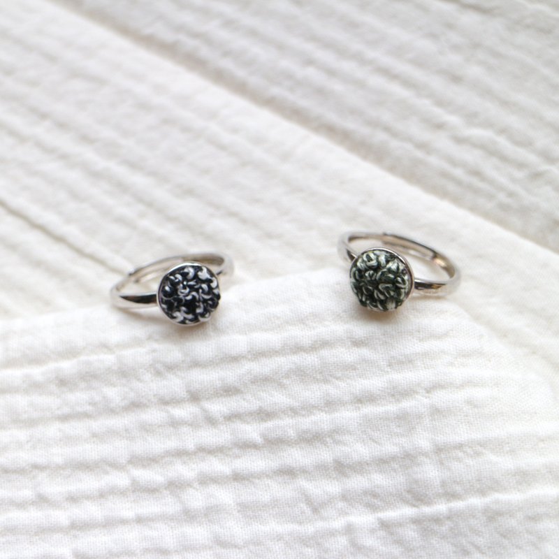 Beaded Embroidered Ring - ต่างหู - งานปัก สึชมพู