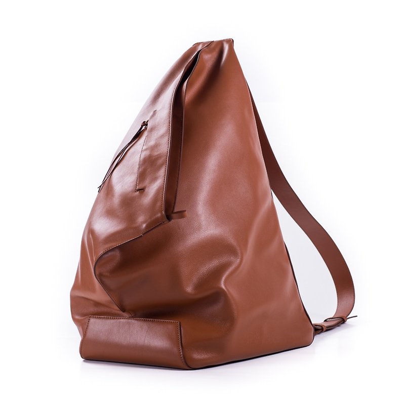 Patina leather hand-custom Anton Bag shoulder bag - Backpacks - Genuine Leather Multicolor