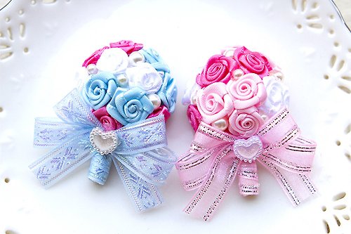 幸福朵朵 婚禮小物 花束禮物 實用小捧花造型 磁鐵 (2色可挑.附袋) 冰箱貼 伴娘禮 抽捧花