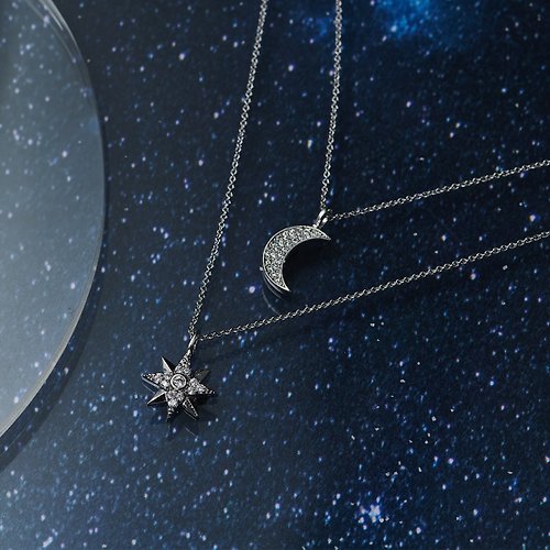 SOIRÉE BY N.Y. 蒔華芮設計師輕珠寶 新月星辰雙層美鑽項鍊 (共2色) 雙層鍊設計/獨一無二/質感閃耀