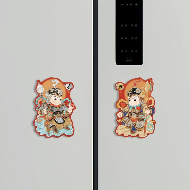 門神冰箱貼 手繪卡通磁力貼 - 貼紙 - 紙 紅色
