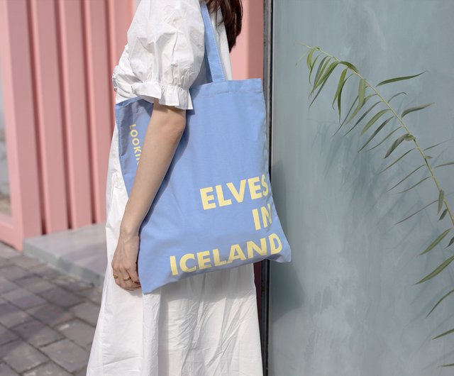 Travel Iceland Elf Light Blue Canvas Tote Bag - Shop mokaya