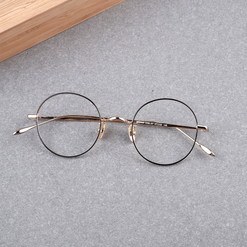 【福祉】日本チタンレトロラウンドフレームワイルド - 眼鏡・フレーム - その他の素材 ブラック