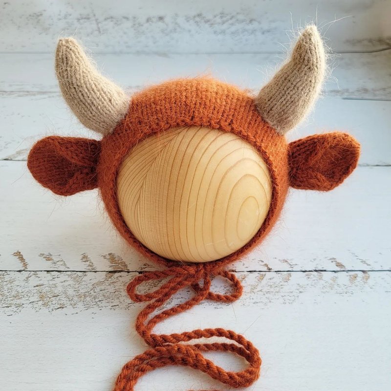 PDF! Cow newborn hat knitting pattern / newborn photo props - 其他數位商品 - 其他材質 