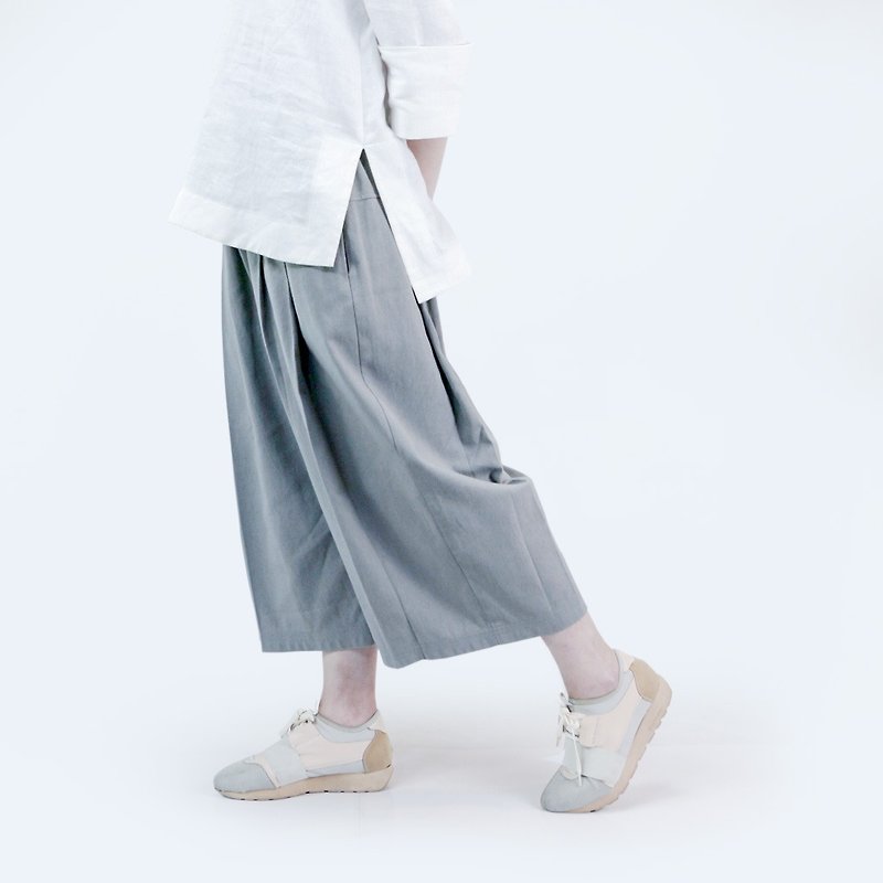 Hakama pants - for woman - กางเกงขายาว - ผ้าฝ้าย/ผ้าลินิน สีเงิน