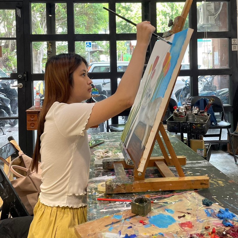 【Experience】Oil painting・Beginner・Group of one person (Pet painting・35X27cm) - วาดภาพ/ศิลปะการเขียน - ผ้าฝ้าย/ผ้าลินิน 