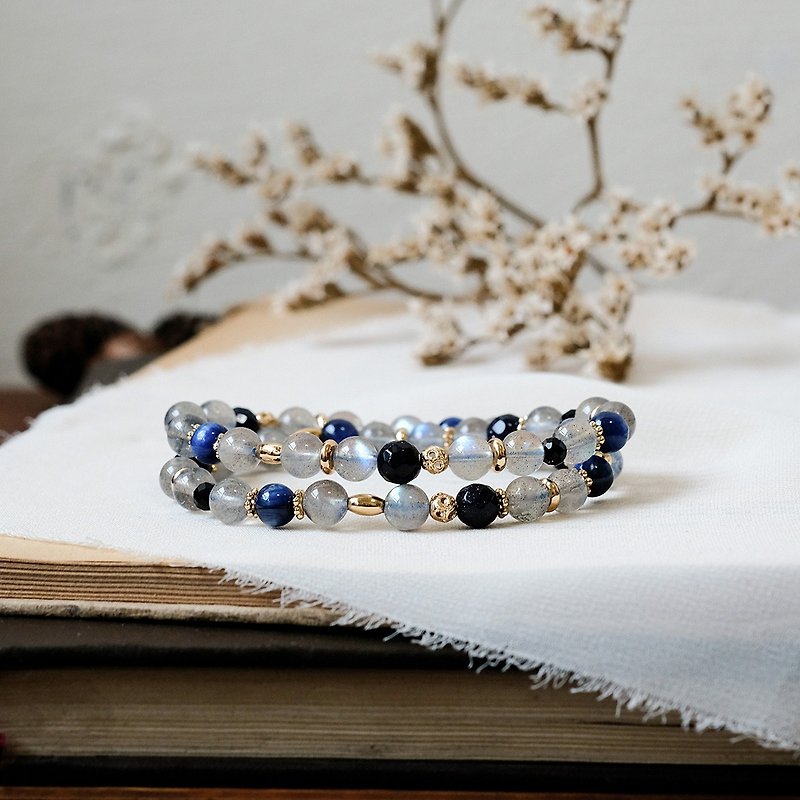 labradorite Stone blue Stone bracelet natural ore crystal - Bracelets - Jade Blue