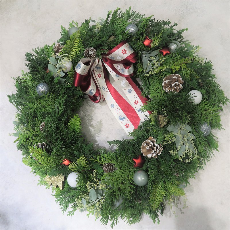 [Christmas experience] [One person in a class] Classic Christmas wreath with decorations - จัดดอกไม้/ต้นไม้ - พืช/ดอกไม้ 