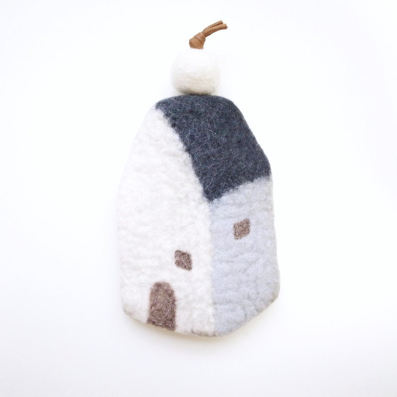 Small house key case I ink series I carefully selected wool. Handmade - Keychains - Wool Gray