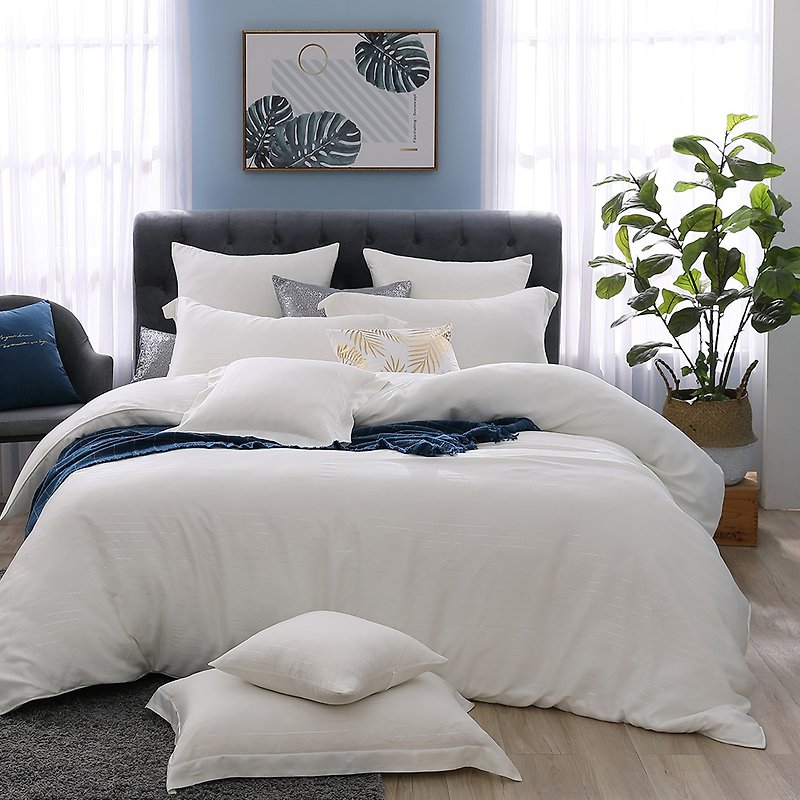 (加大)自然純色-天使之翼-銀纖維60支天絲兩用被床包四件組 - 寢具/床單/被套 - 其他材質 白色