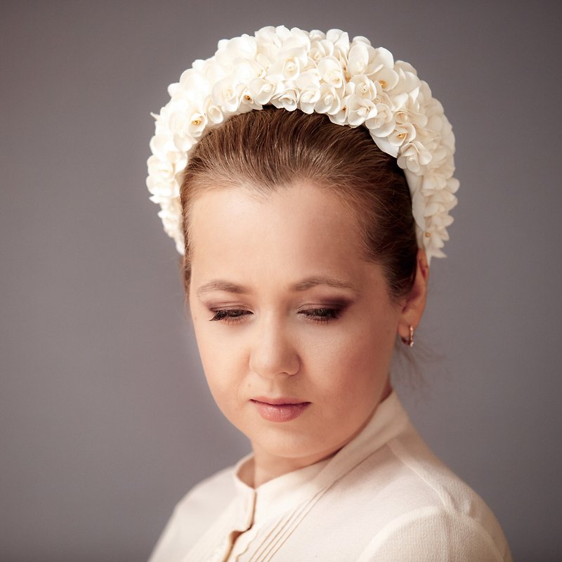 Wedding flower crown inspired by wonderful Miranda Kerr. Bridal headband - Headbands - Other Materials White