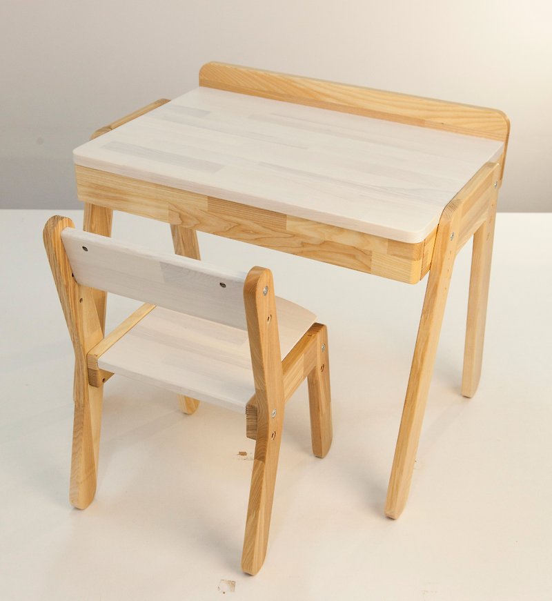 木製の子供用机と椅子幼児用テーブルと椅子セットモンテッソーリ家具 - キッズ家具 - 木製 ホワイト