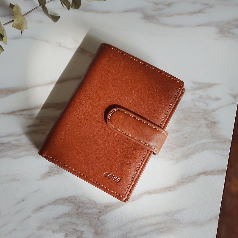 CA-皮扣中夹 - Wallets - Genuine Leather Brown