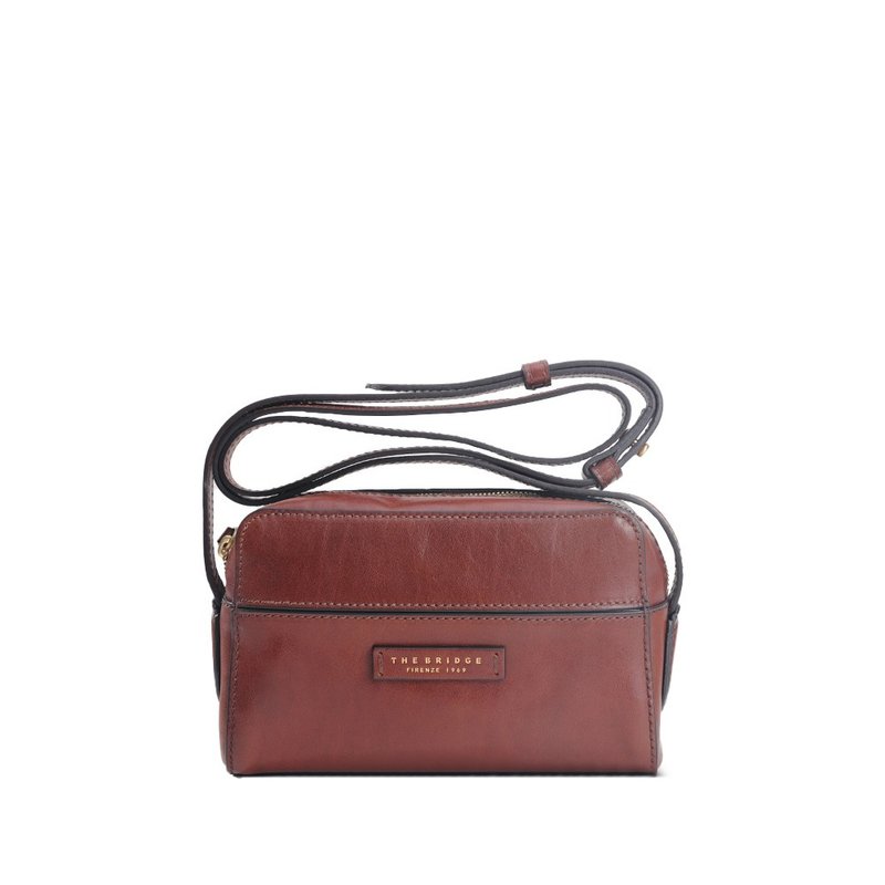 THE BRIDGE ELETTRA double layer SHOULDER & CROSSBODY BAG - Messenger Bags & Sling Bags - Genuine Leather Brown