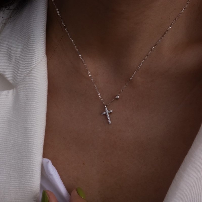 Looking into the distance cross necklace (gold/ Silver) - สร้อยคอ - โลหะ สีทอง