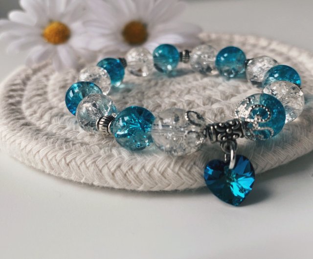 深海シリーズ】ブルークラックビーズブレスレット - ショップ kojima