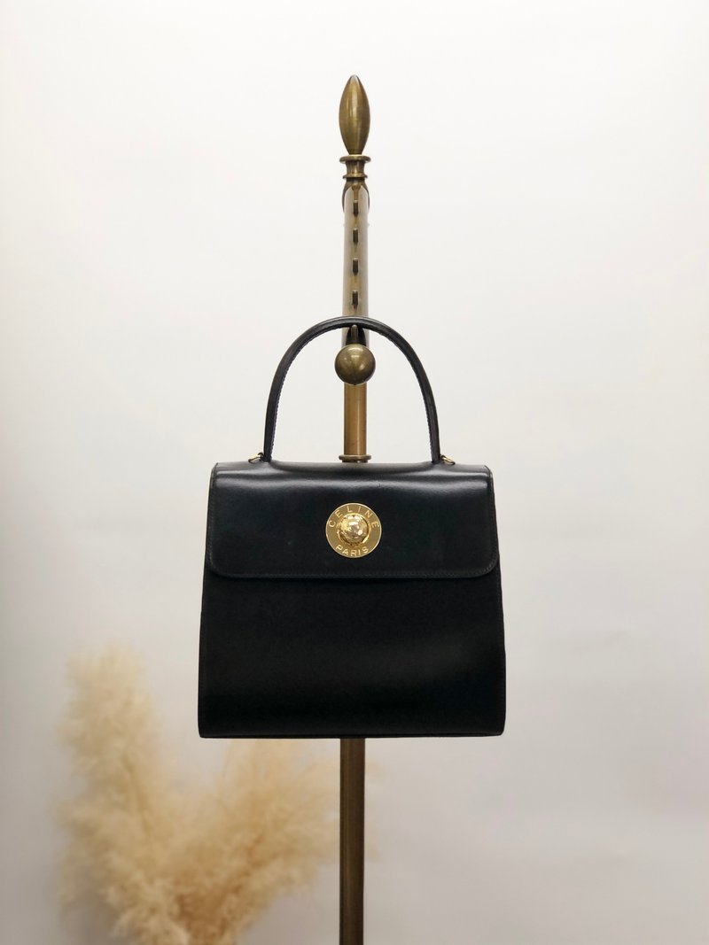 【 日本直送　名牌中古包 】CELINE セリーヌ ハンドバッグ ブラック スターボール レザー トップハンドル vintage ヴィンテージ  m555jb - 手提包/手提袋 - 真皮 黑色