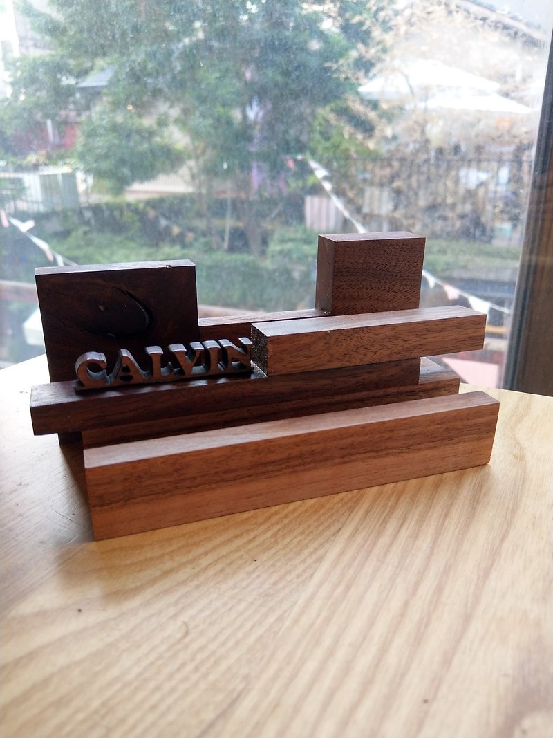 CL Studio [Modern and Simple-Geometric Style Wooden Phone Holder/Business Card Holder] N154 - ที่ตั้งบัตร - ไม้ สีนำ้ตาล