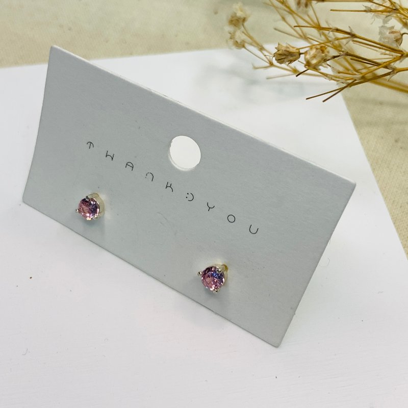 [Dear] Sterling Silver-Pink Diamond Earrings - ต่างหู - เงินแท้ 