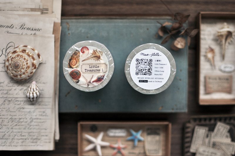 小藏物1 霧面PET紙膠帶– 5cm - 紙膠帶/和紙/PET - 塑膠 多色