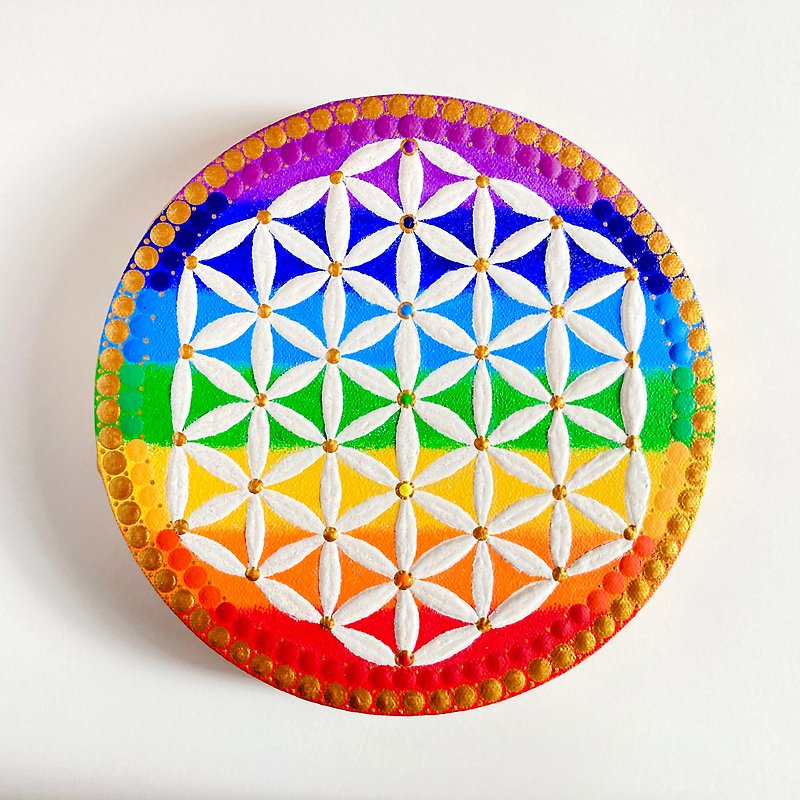 Dot Mandala Flower of Life Chakra Rainbow Color 20cm