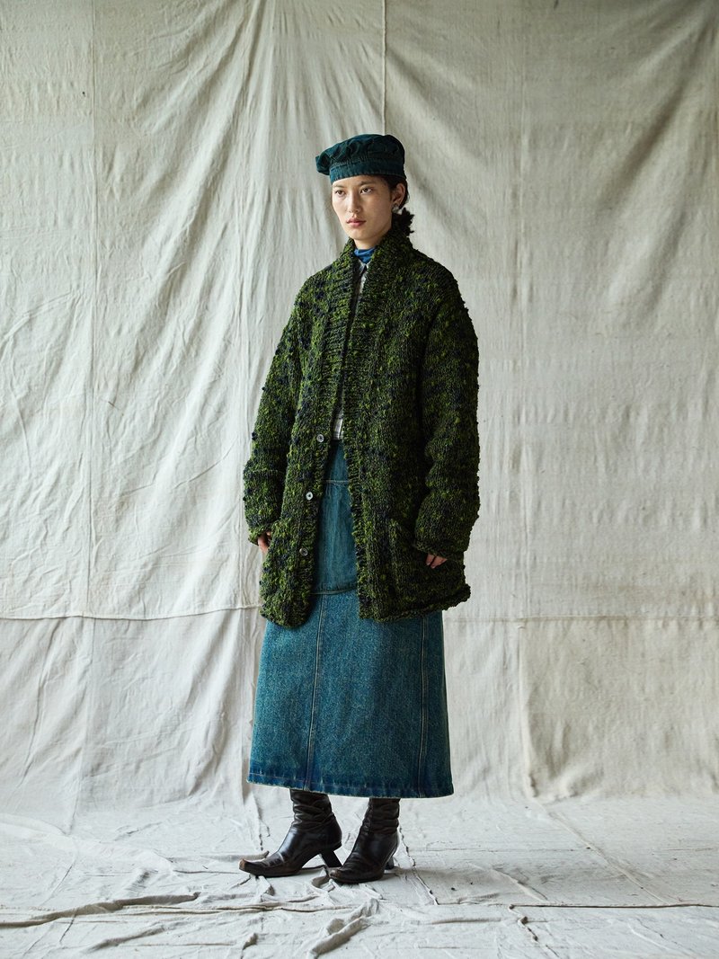 日系復古 羊毛混紡針織開衫 毛衣外套 - 女上衣/長袖上衣 - 其他材質 綠色