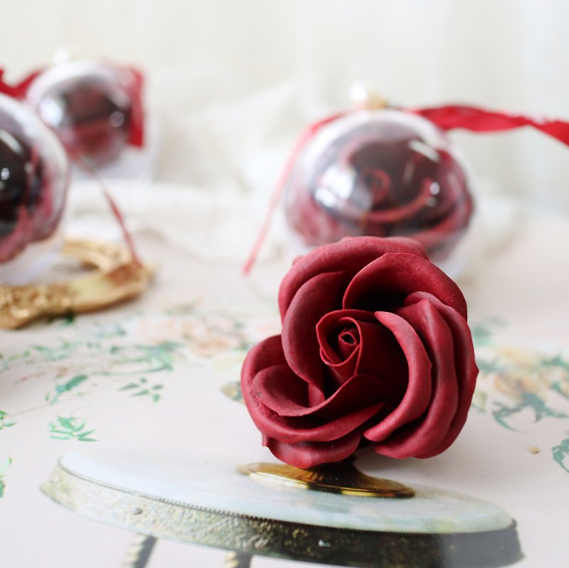 婚禮小物 企業贈品 墨紅玫瑰皂花 香皂花球 - 其他 - 其他材質 紅色