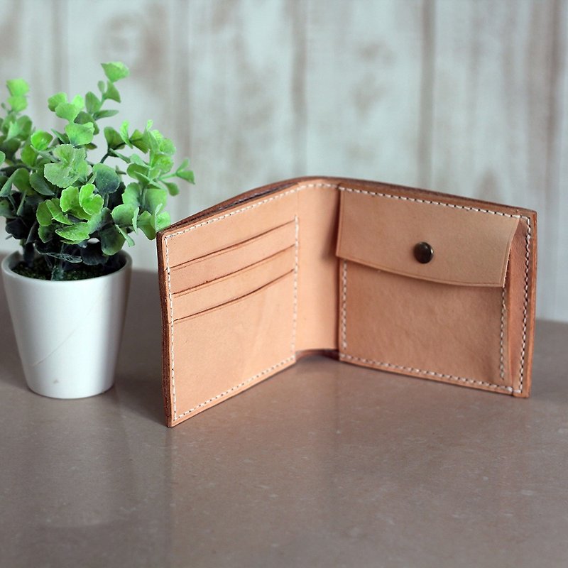 【迎川手作り】DIYセット ショートクリップ カード3枚＋コインバッグ 簡単な縫い方（切り口に穴あけ） - 革細工 - 革 イエロー