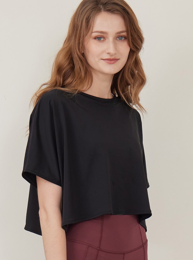 【S2N】ONLY STYLE 涼感柔絲簡約上衣_Black T299 - 瑜珈服/瑜珈褲 - 尼龍 