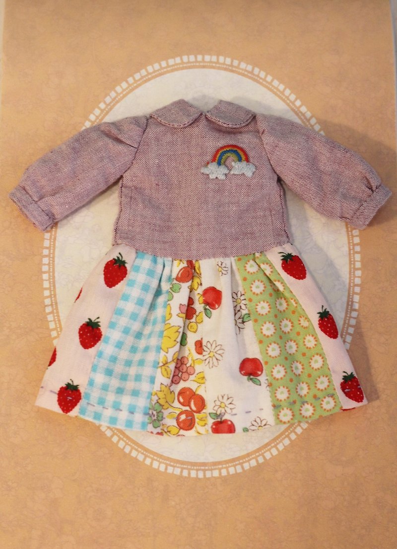 Holala, Lika, Xiaobu size handmade Japanese cloth stitching baby dress (purple rainbow model) - ชุดเดรส - ขนแกะ สีม่วง