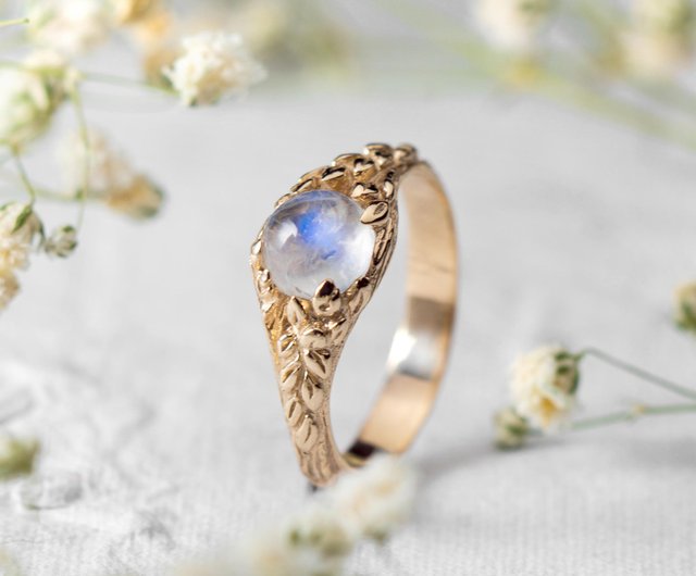 Moonstone wedding ring, Rose gold wedding ring, Unique engagement ring, Moonstone engagement ring, Rings for women, Promise ring newest for woman