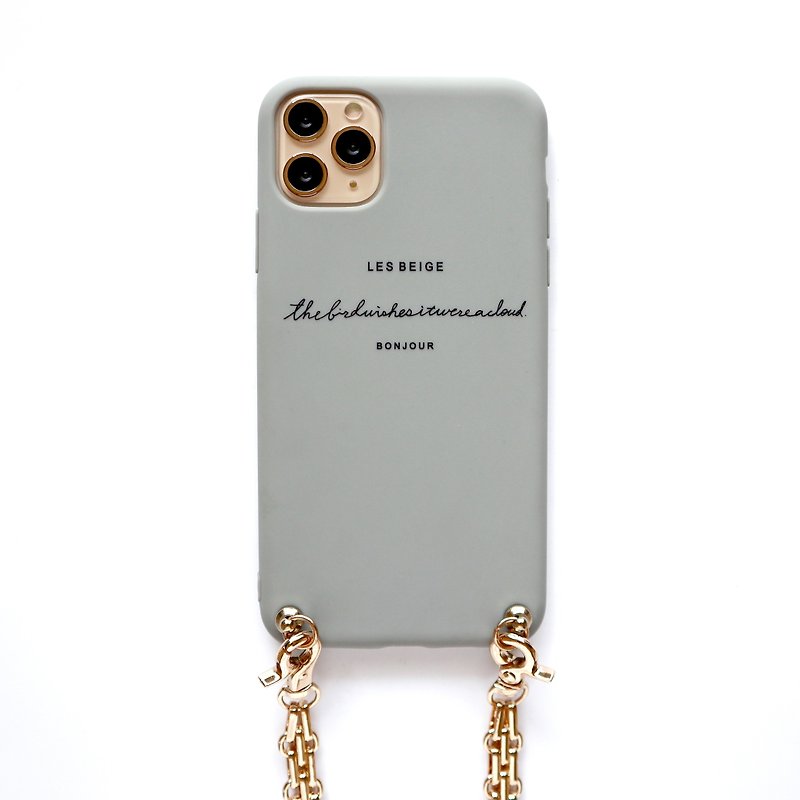 法式灰色金鏈背帶手機殼 - 手機殼/手機套 - 塑膠 多色