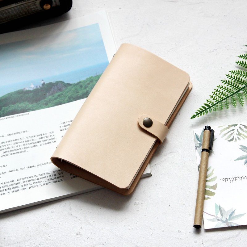 Beibai loose-leaf leather notebook hand book manual leather notebook stationery customization - สมุดบันทึก/สมุดปฏิทิน - หนังแท้ ขาว