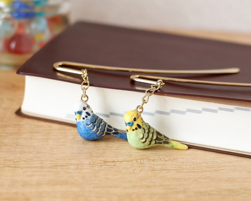 Japanese paper accessories Bookmark Budgerigar Parakeet Bird Pet - ที่คั่นหนังสือ - วัสดุอื่นๆ สีน้ำเงิน