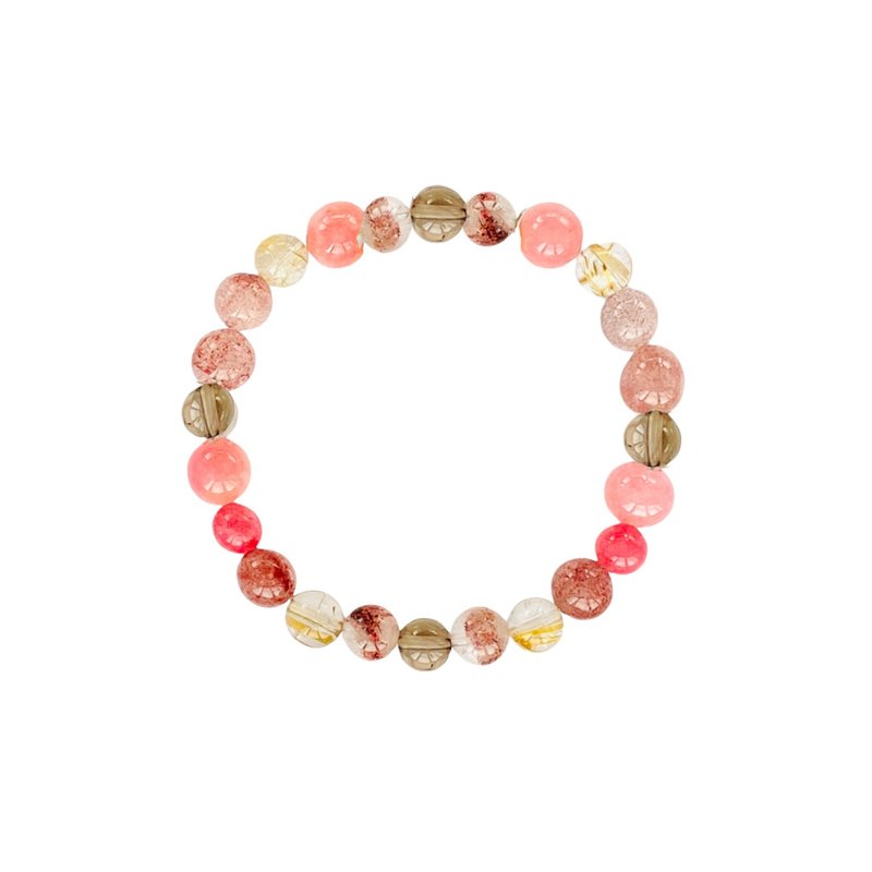 Peach blossom popularity super seven strawberry crystal titanium crystal citrine Stone natural crystal bracelet - สร้อยข้อมือ - คริสตัล 