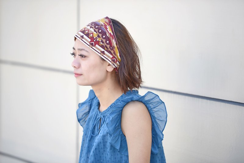 Made in JAPAN 100% Cotton Hairband Boho Chic Unique Yoga Sports Headband - Hair Accessories - Cotton & Hemp Red